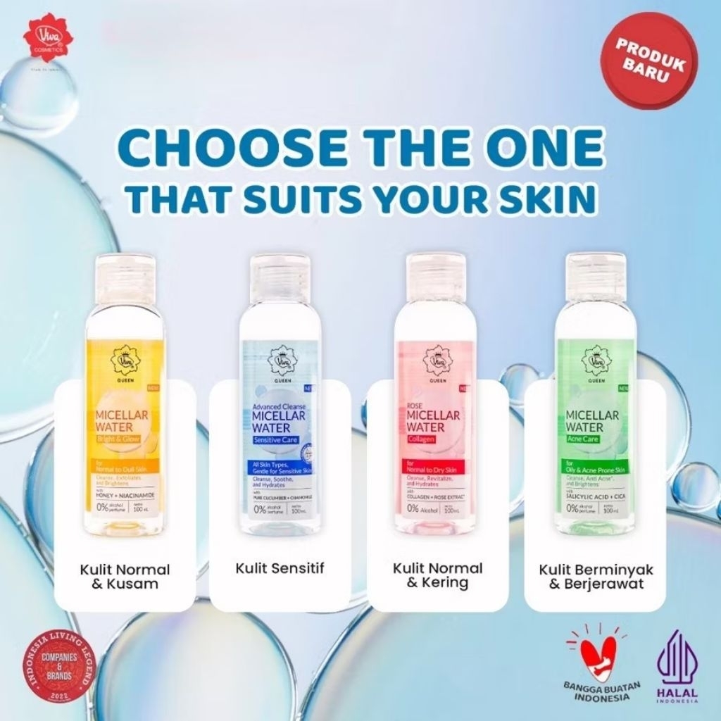 VIVA Queen Micellar Water Advanced Cleanse Sensitive Care | Rose Collagen | Bright & Glow | Acne Car