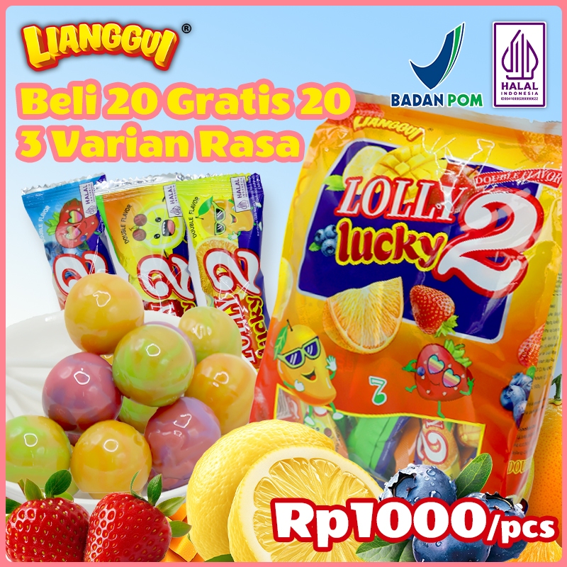 

40pcs Lianggui Permen Lolipop 6 Rasa Buah HALAL Snack kantor Cemilan Anak & Hadiah Party Candy