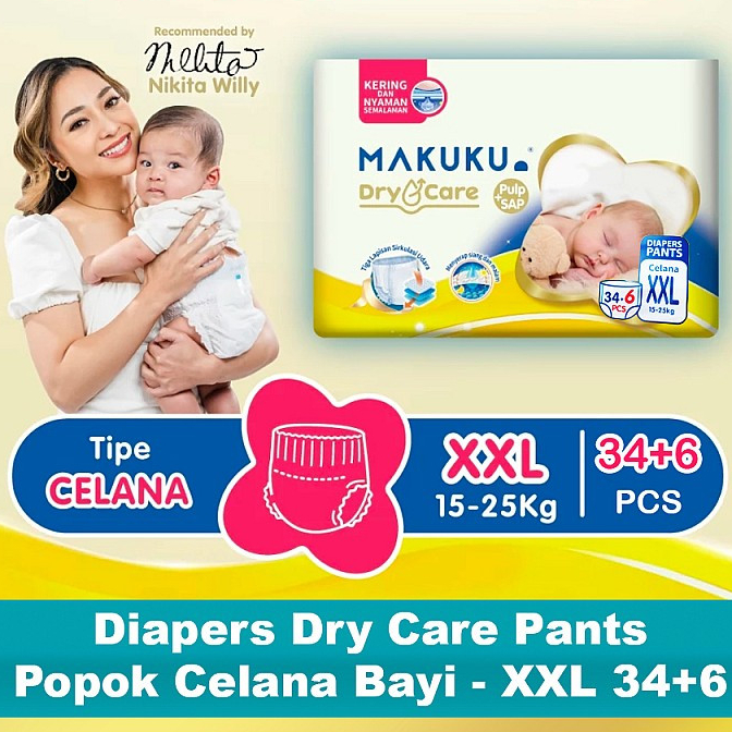 MAKUKU Diapers Dry Care DryCare Pants / Popok Celana Bayi - XXL 34 +6 / XXL34 +6