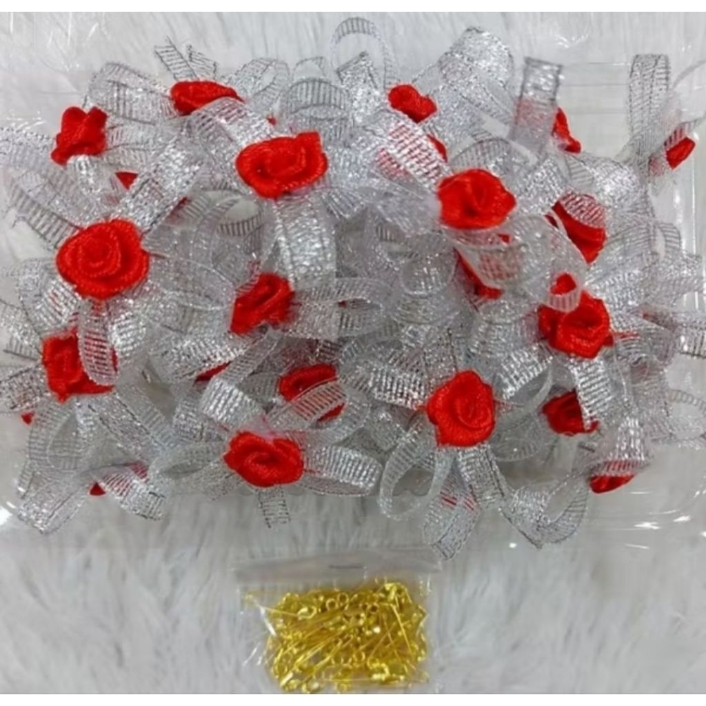 

Bunga Pita Panitia Silver 4cm 1 Kap isi 50 Pcs Sudah dapat Peniti Terpisah