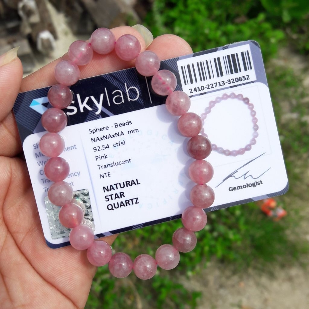 Gelang Batu Natural Star Rose Quartz Include Memo