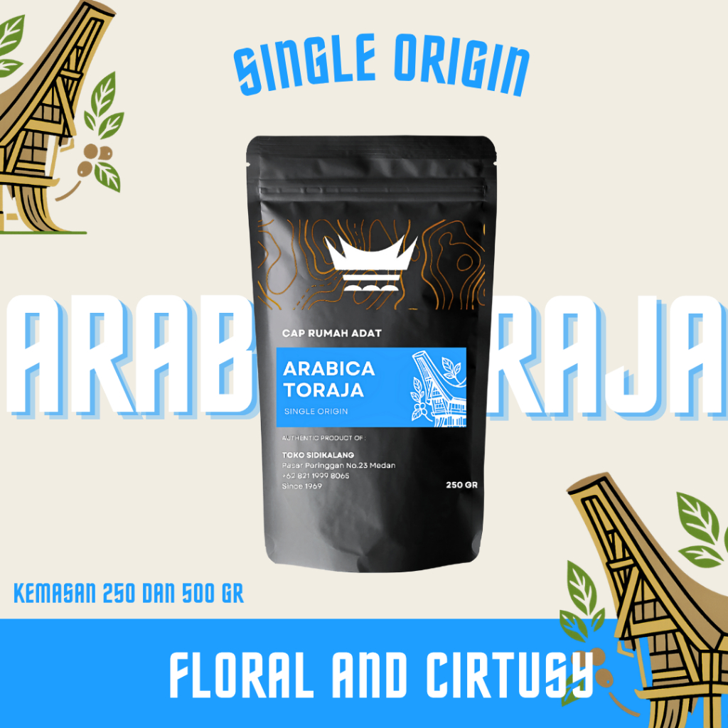 

Cap Rumah Adat Arabica Toraja Sapan | Biji & Bubuk Kopi Toraja