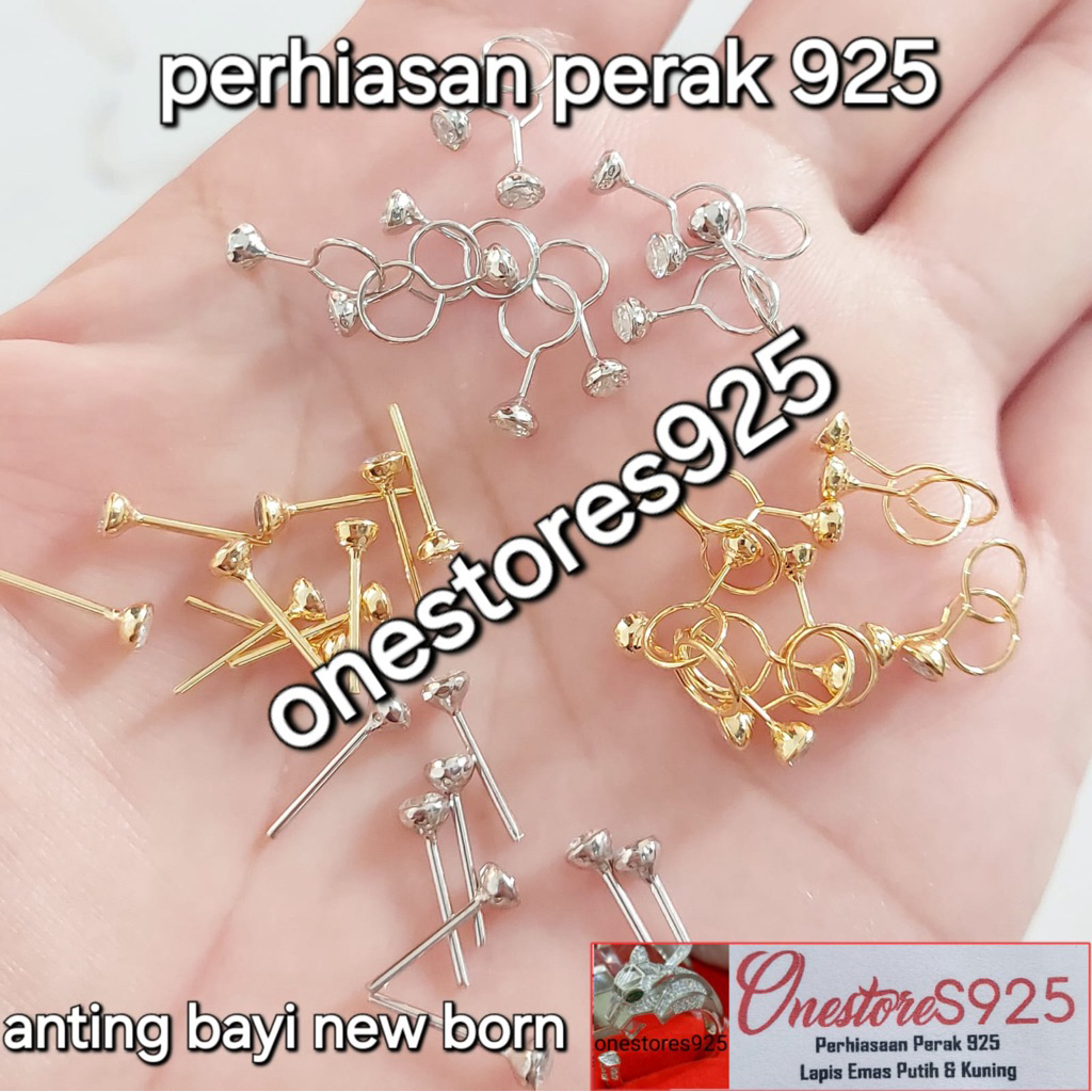 Anting Bayi Perak Lapis Emas Kuning