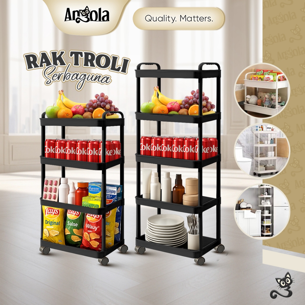 ANGOLA Rak Troli Serbaguna G07/G08 Rak Dapur / Rak Kamar Mandi / Rak Penyimpanan Multifungsi