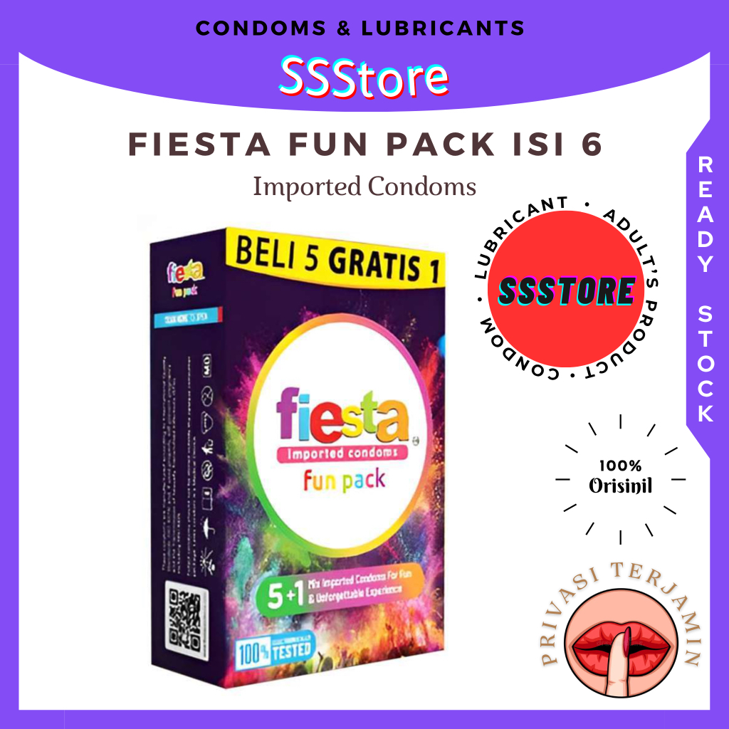 Kondom Fiesta Fun Pack - 6 Pcs Bergerigi Tipis Max Dotted Ultrathin Delay / Kondombergerigi