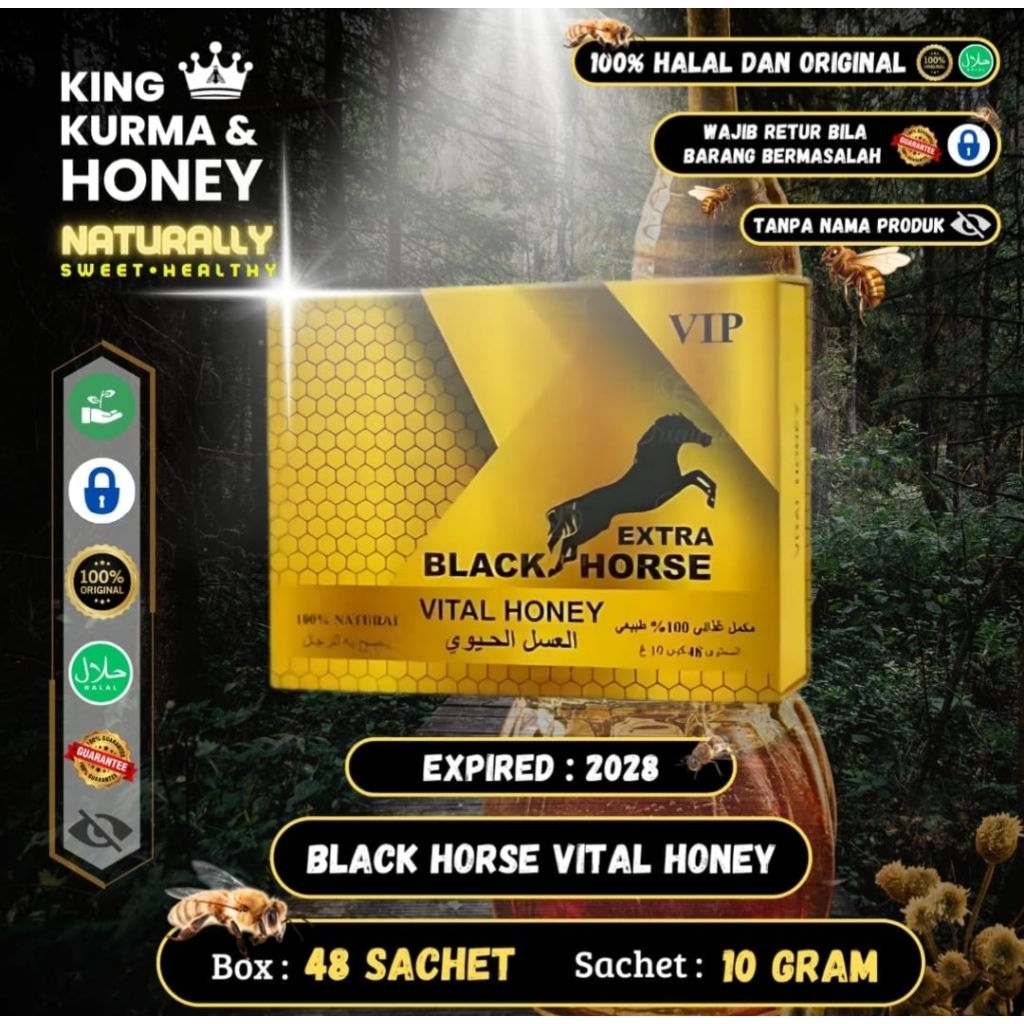 

madu Murni 8Black Horse Vital Honey asli box 48 sachet