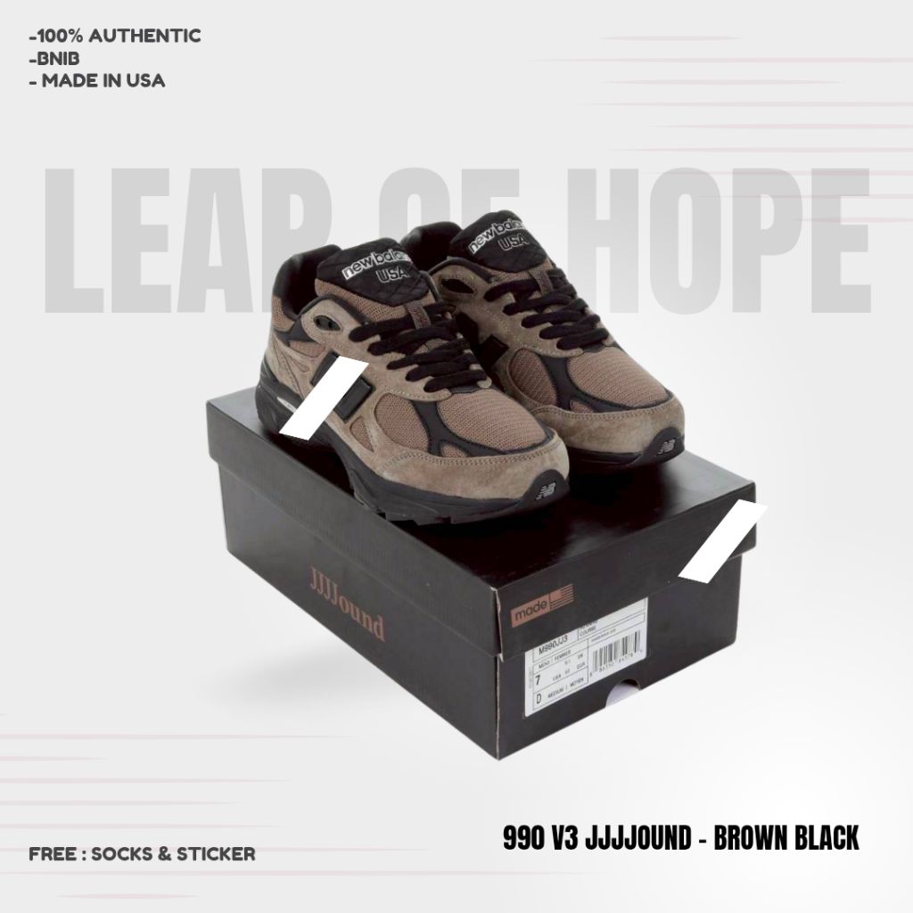 Sepatu Sneakers 990 V3 Jjjjound Brown Black - LEAP OF HOPE