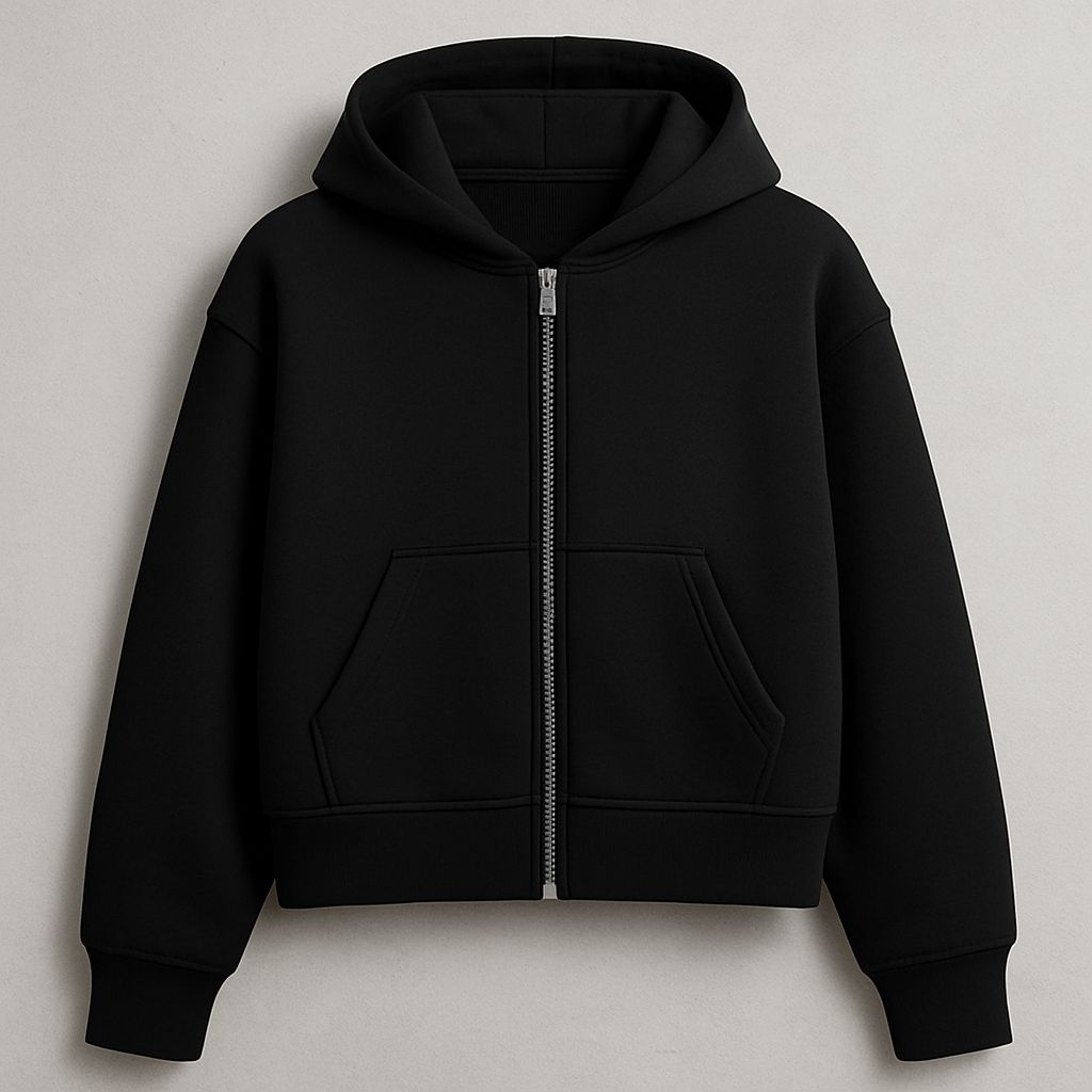 MUDE - Hoodie Polos Zipper | Hoodie Tebal Unisex Hitam Premium