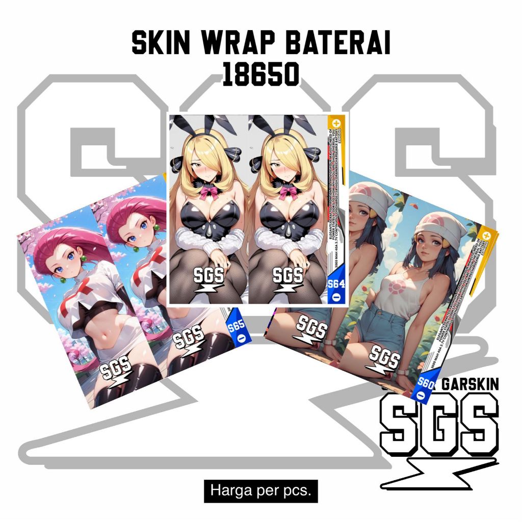 

SGS Sticker Anime Skin Wrap Garskin Baterai 18650 Pokemon Series
