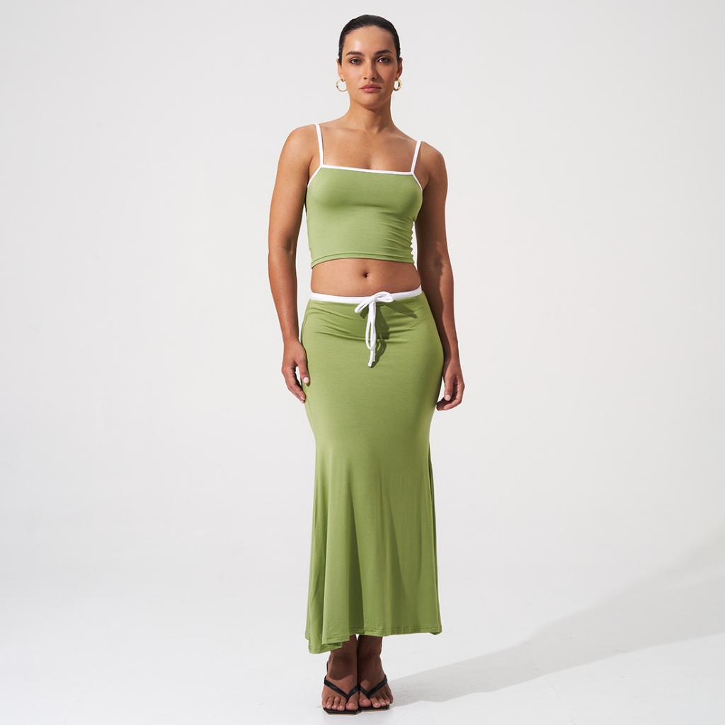 Utopia Set (Top & Maxi Skirt) - Lime Green