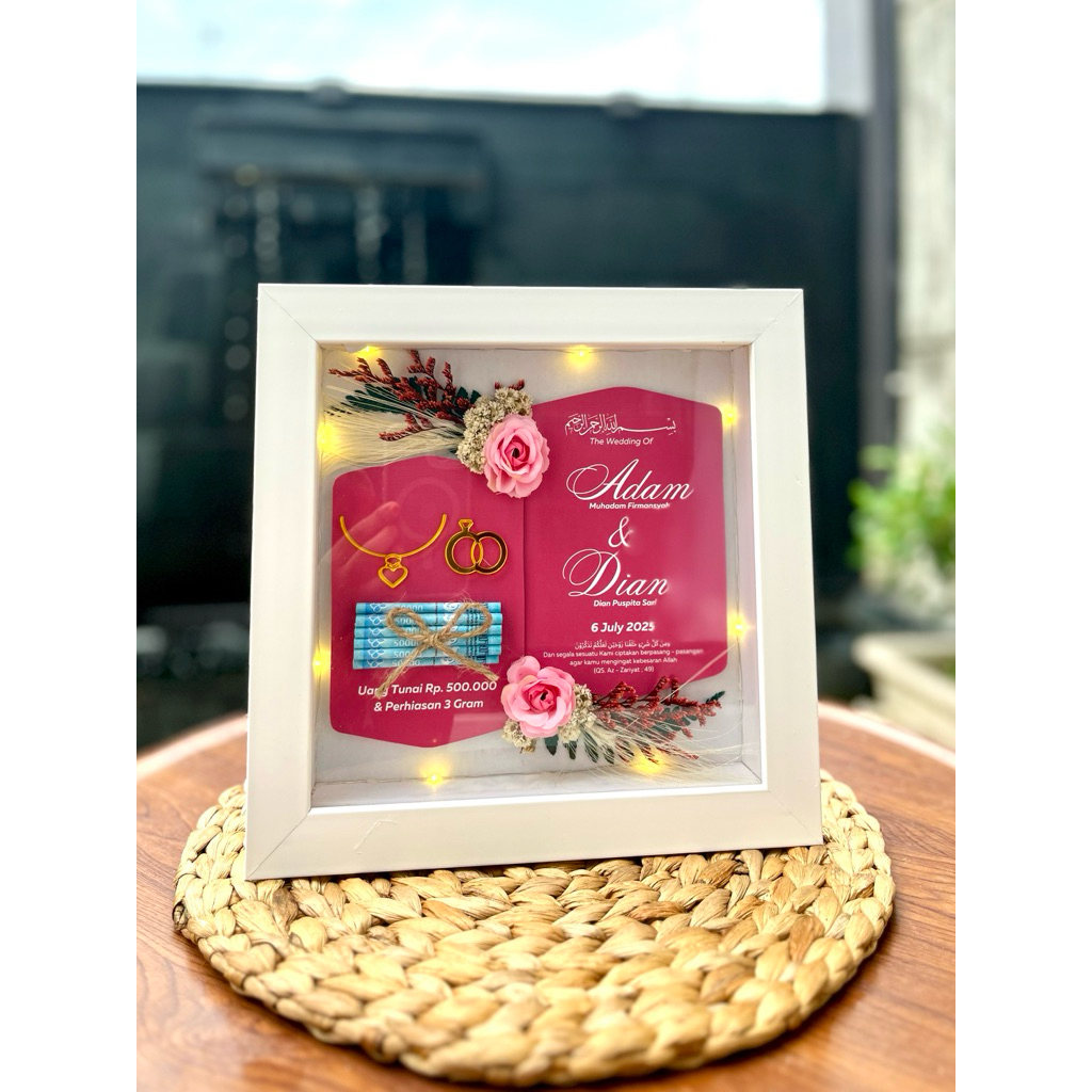 BINGKAI MAHAR PERNIKAHAN CUSTOM /MAHAR IN FLOWER FRAME 3D CUSTOM/ FRAME MAHAR