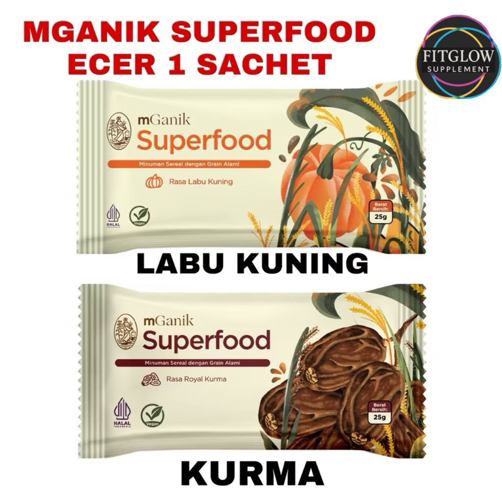 

(ECER 1 SACHET) mGanik SUPERFOOD Multigrain Labu Kuning Kurma Meal Replacement Pengganti Sarapan Sehat Diabetes Alami