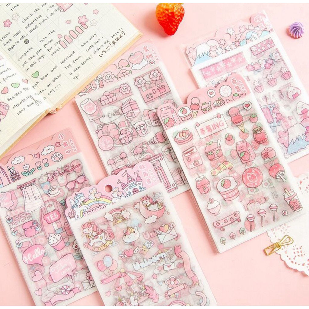 

4 Pcs Cute Sticker Journal Scrapbook Decor Stickers