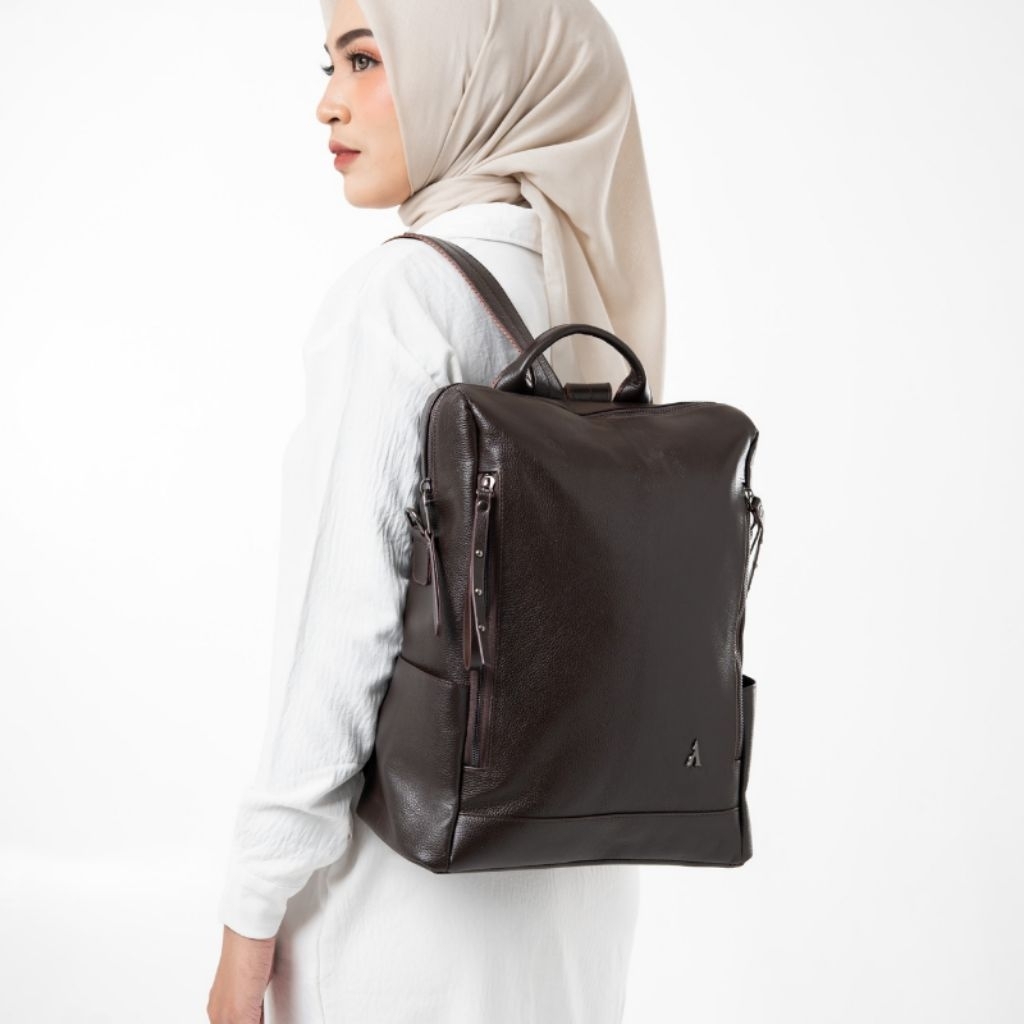 Tas Laptop Ransel Punggung Wanita Kulit Sapi Asli Premium Branded Original Multifungsi Selempang Sli