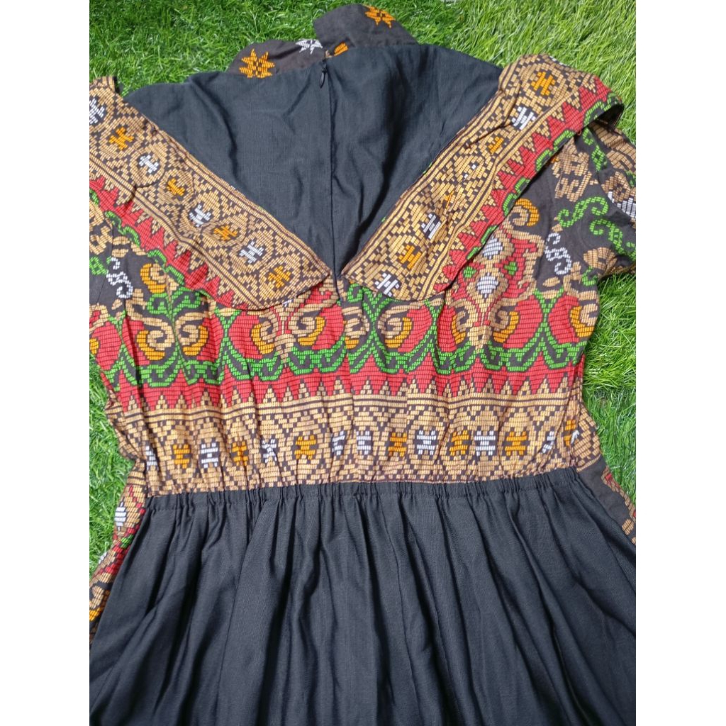 Gamis dress wanita muslimah Batik motif etnik bahan adem mayung lebar