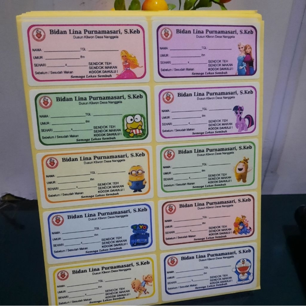 

Label / Etiket Obat Sirup Warna Bisa Custom