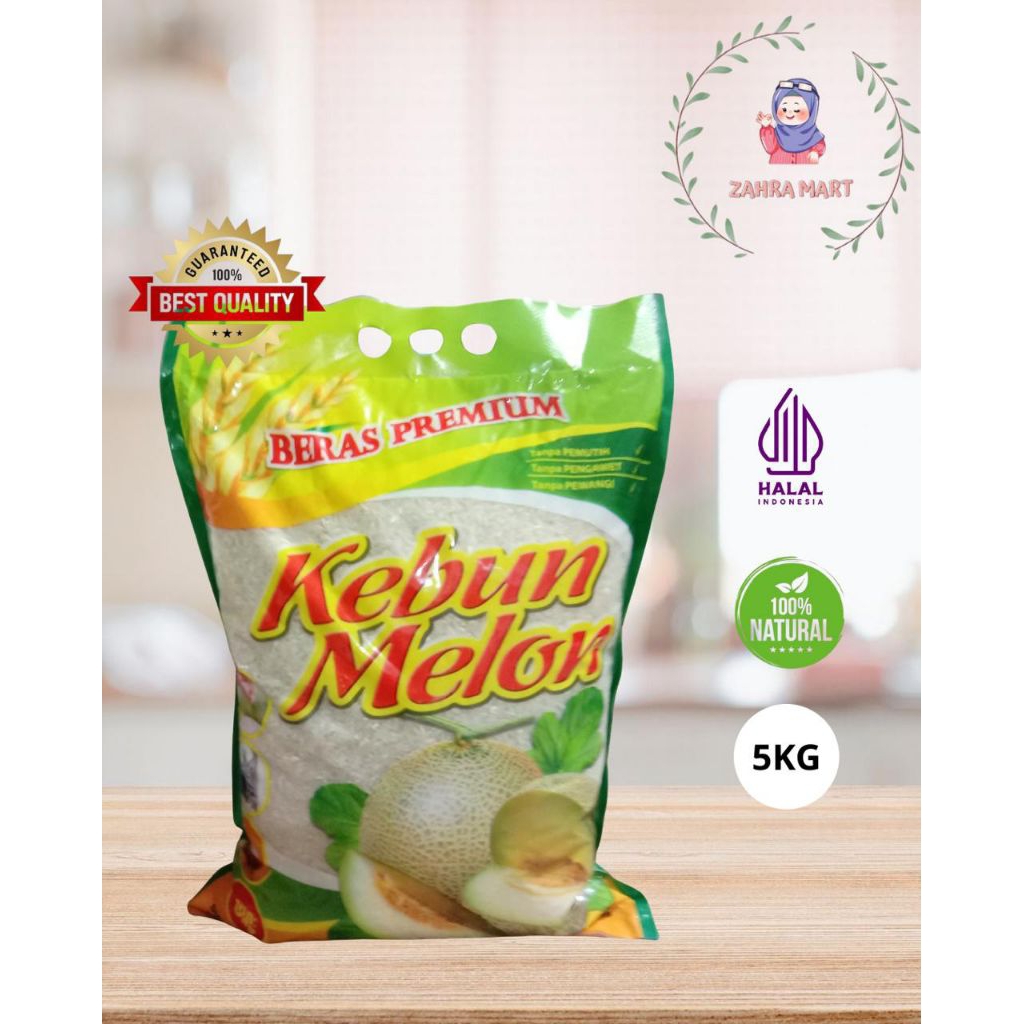 

Beras Cap Kebun Melon 5 Kg Pulen putih dan enak