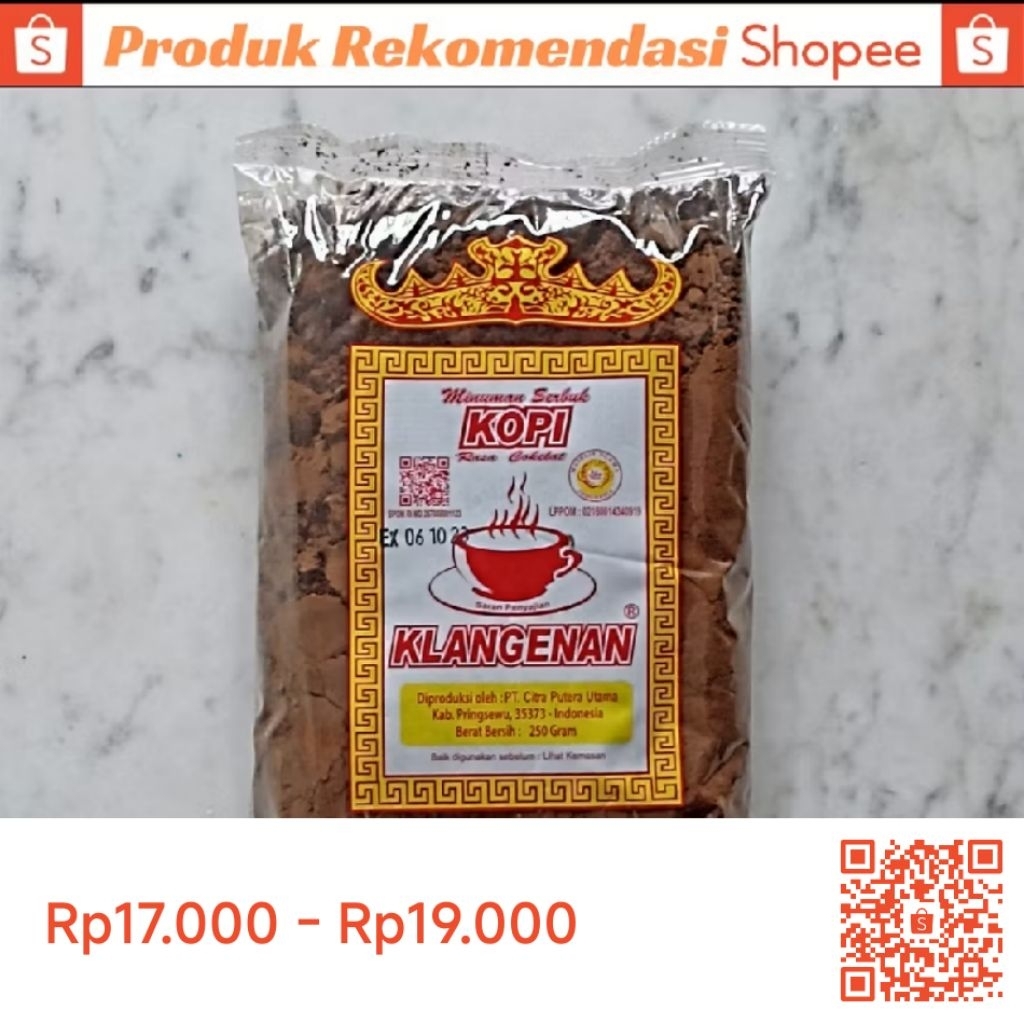 

kopi Klangenan asli Pringsewu Lampung kemasan 250g kopi bubuk robusta