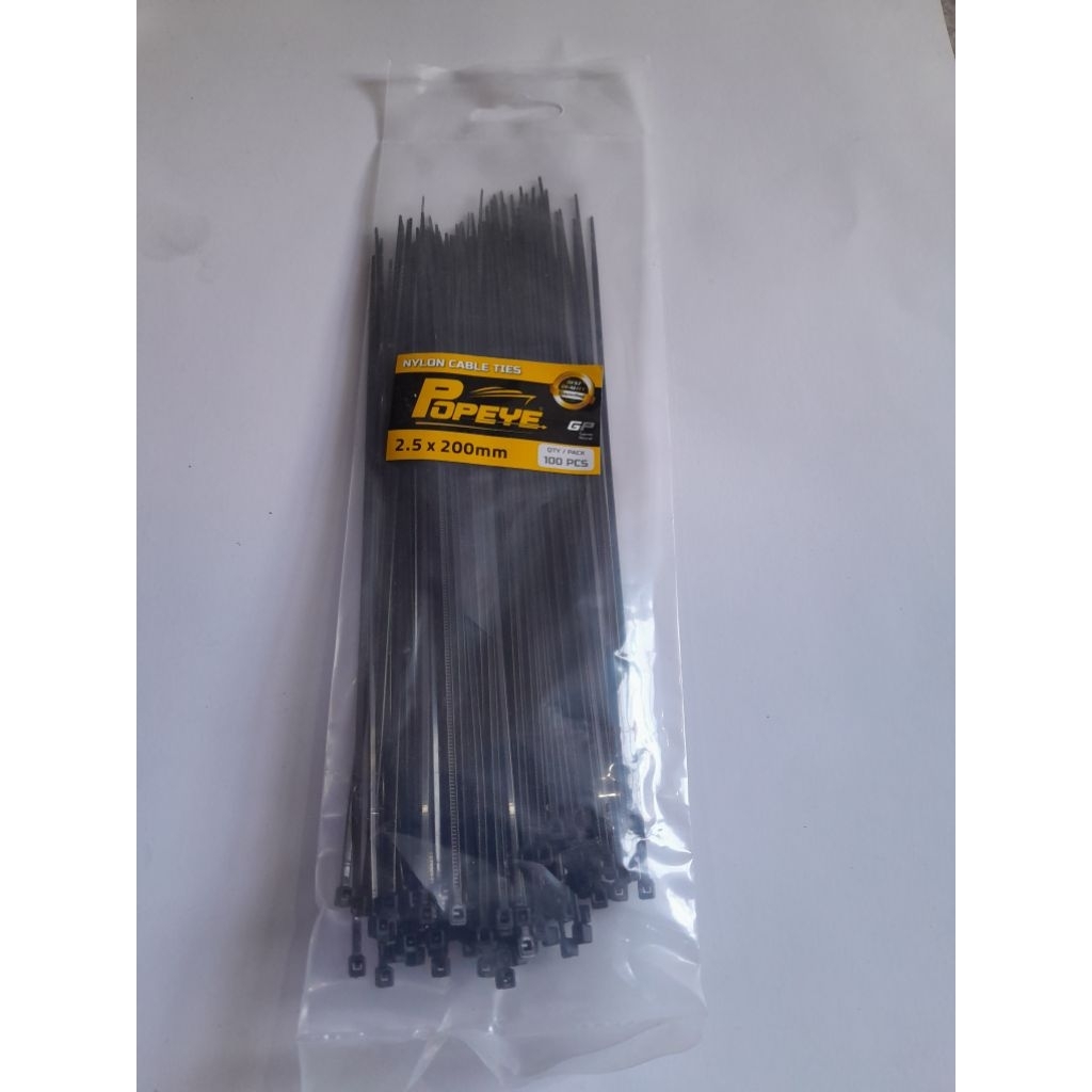 

cable ties 2,5 × 200 mm / 20 cm warna hitam popeye