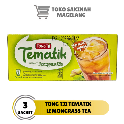 

Tong Tji Tematik Instan Lemongrass Tea isi 3 Sachet/ Tongji Tematik Teh Serai/ Tematik Teh Serai/ Teh Tematik Lemon grass/ Teh Tongji Instan/ Minuman Bubuk Teh Serai Instan