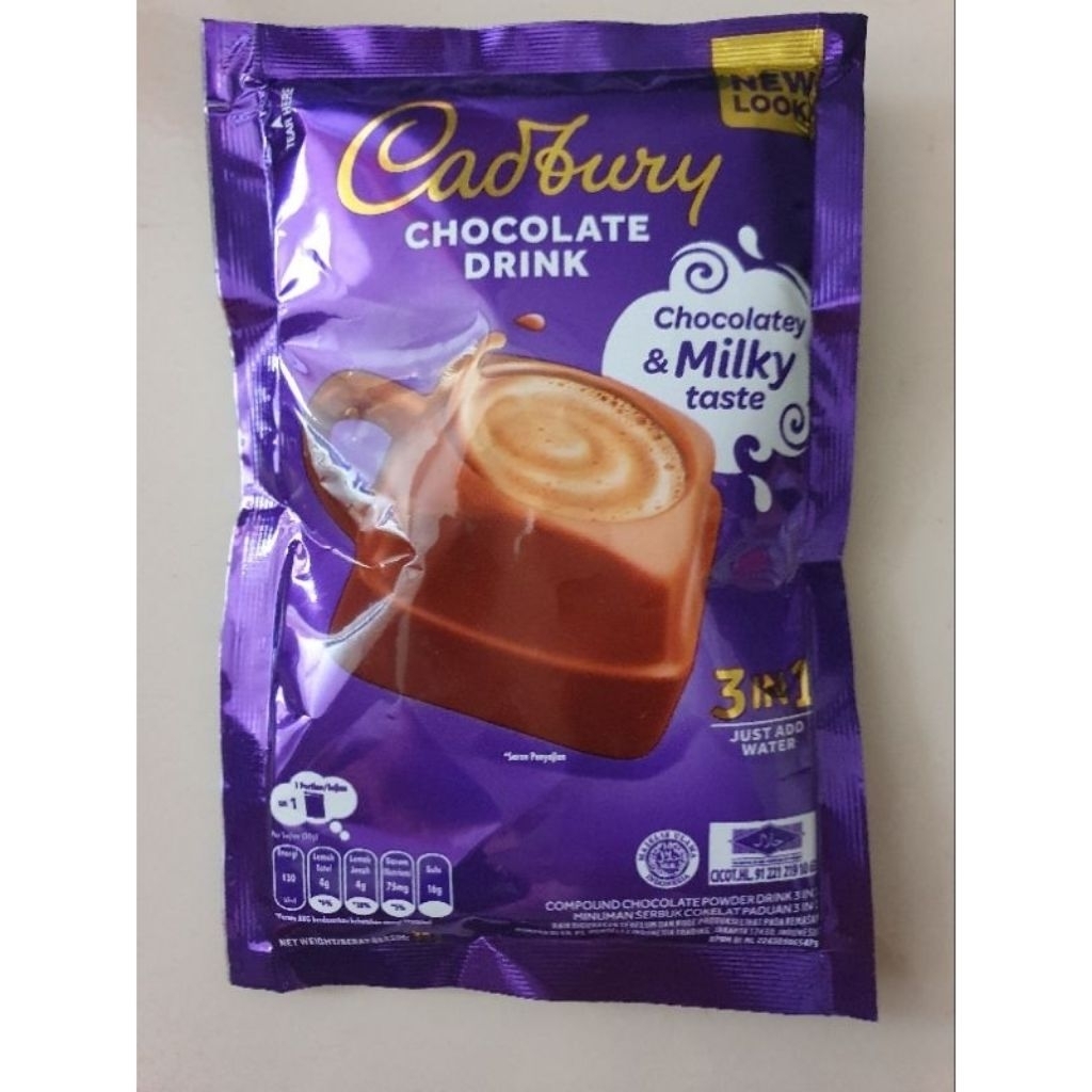 

Cadbury Hot Chocolate Drink 3in1 Minuman Cokelat Susu Ecer Sachet 30gr Halal BPOM