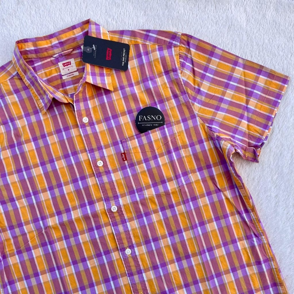 NEW & ORIGINAL LV'S Classic SS Shirt 1 Pocket. Vintage Yellow Purple
