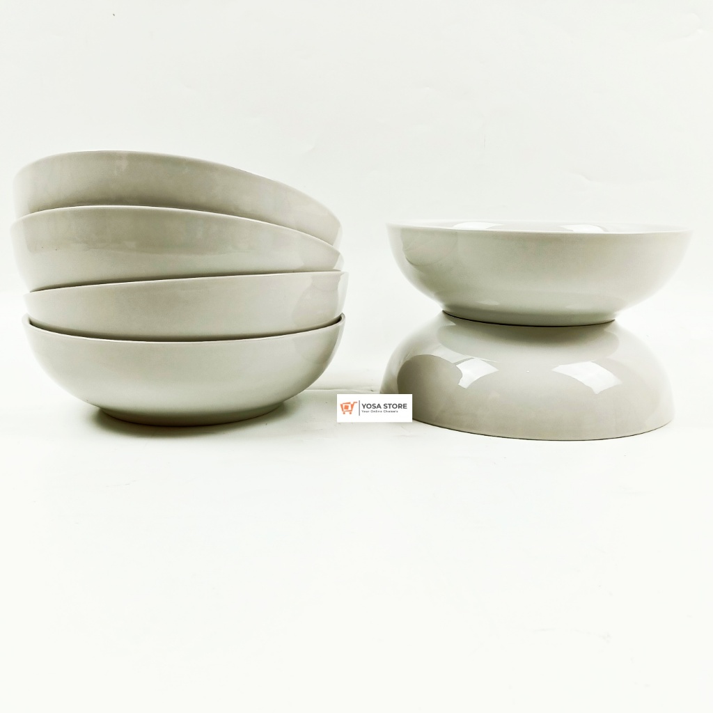 Mangkok Sereal Bubur Mie Ayam Keramik Putih Polos 7 Inch Kedaung- 6 Pcs