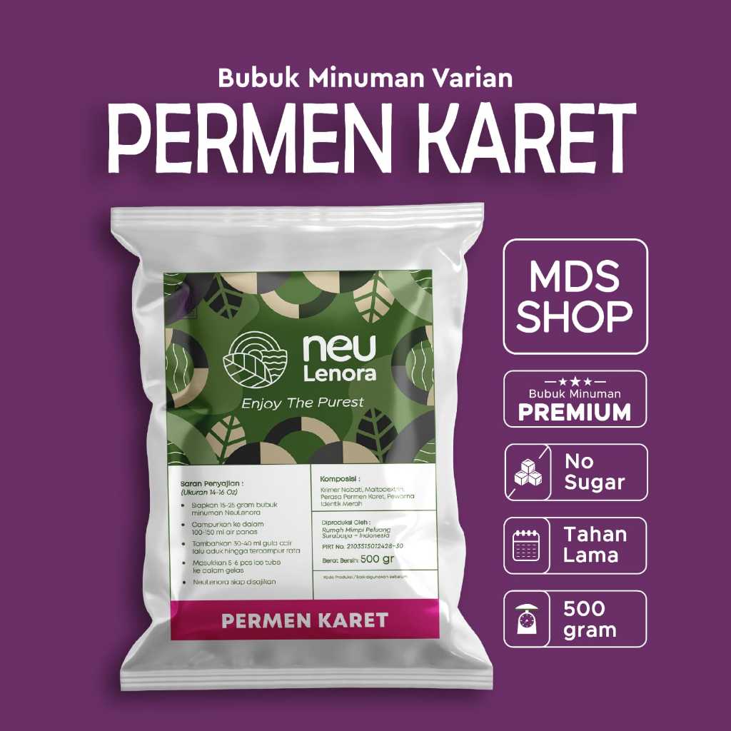 

Bubuk Minuman Plain PERMEN KARET 500gram-NEULENORA