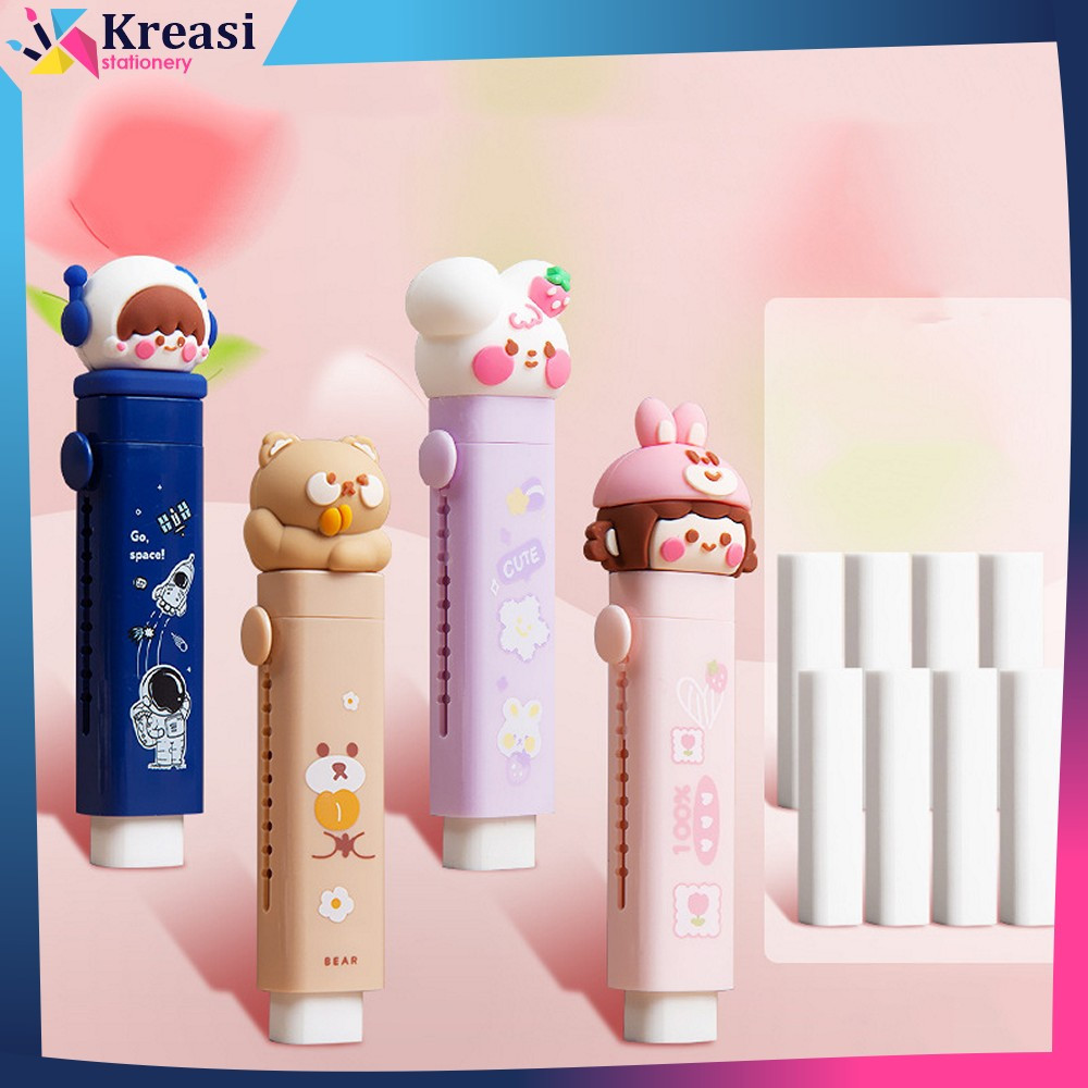

EC Mechanical Eraser Free 2PCS Refill Karakter Kartun 3D / Penghapus Pensil Anak Sliding Eraser / Perlengkapan Sekolah Anak Import Kreasi Stationery A78