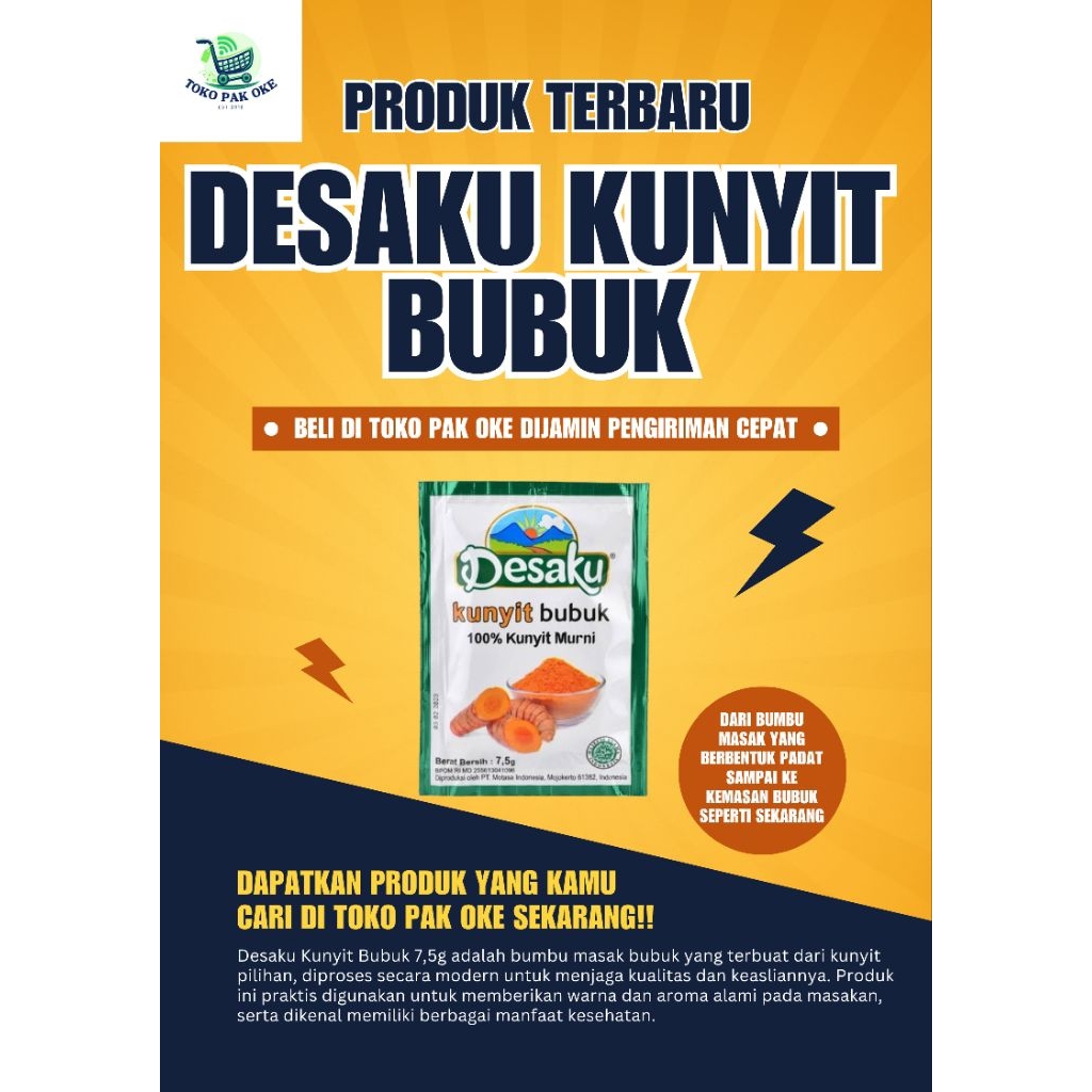 

Desaku Kunyit Bubuk 7,5g, bisa dibeli 1pcs atau 1 renceng