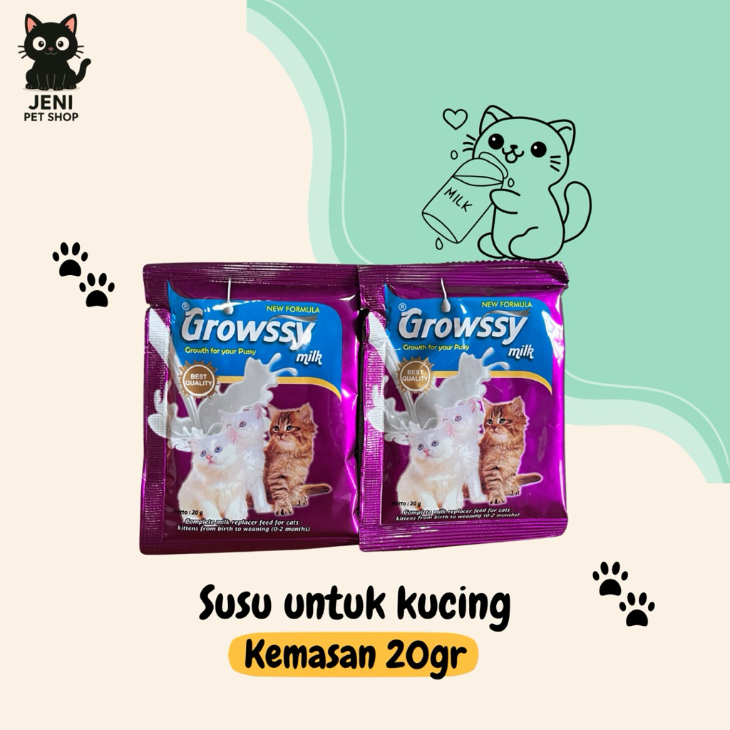 Susu Growssy Anak Kucing 20 gr / Susu Anak Kucing Growssy / Susu growssy anak kucing 20gr / susu kuc
