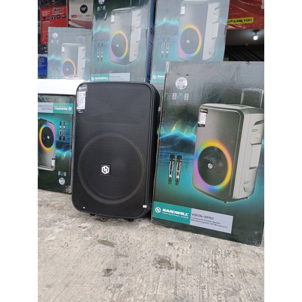 speaker Hardwell vision-15 pro /speaker portable Hardwell 15inch mic wireless cas