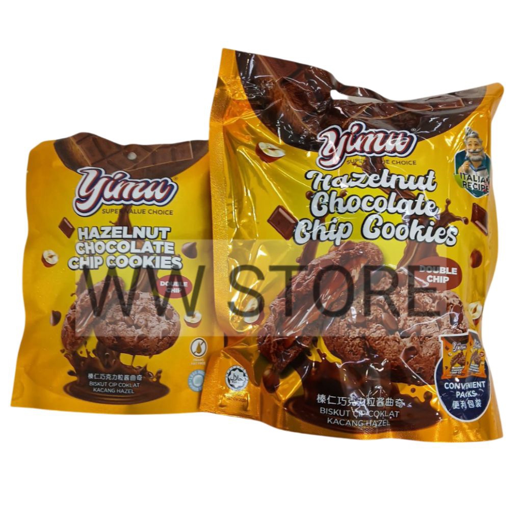 

Biskuit kukis dengan kacang hazel dan cokelat coklat chip halal MUI BIG COUNTRY Yimu SUPER VALUE CHOICE ITALIAN RECIPE HAZELNUT CHOCOLATE DOUBLE CHOCO CHIPS CHOCOCHIP CHOCOCHIPS COOKIES biscuit 70g 250g