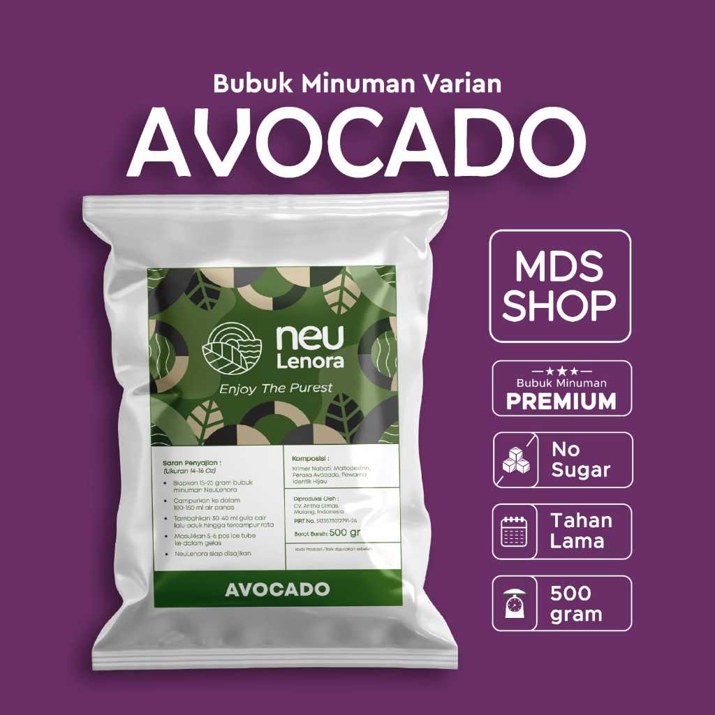 

Bubuk Minuman Bubble Powder Drink Rasa AVOCADO Neulenora 500gram - Plain