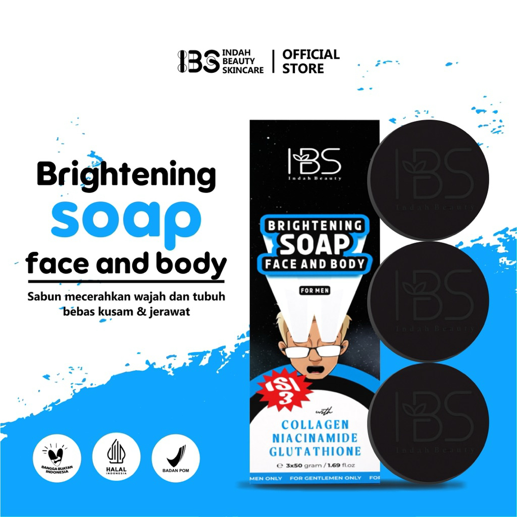 Brightening Soap ( isi 3pcs New hitam ) Sabun Cuci Muka Pencerah Pria