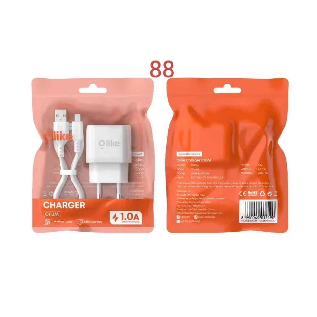 Olike C113M 1A Power Adapter Charger Casan MC02 C104 1.5A plus Kabel Micro USB