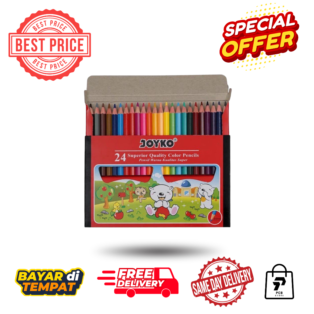 

Pensil Warna Joyko 24 Warna Panjang CP-24PB Cocok untuk TK SD & Mewarnai Warna Tajam & Mudah Diraut