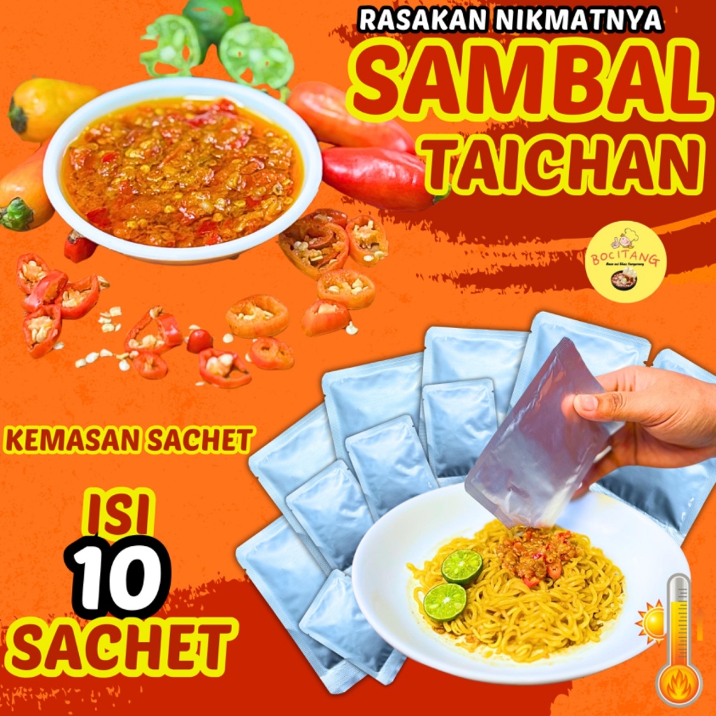 

( 10 SACHET ) SAMBAL TAICHAN SACHETAN RESEP GUDANGSNACK PEDAS JELETOT PEDAS GURIH NIKMAT