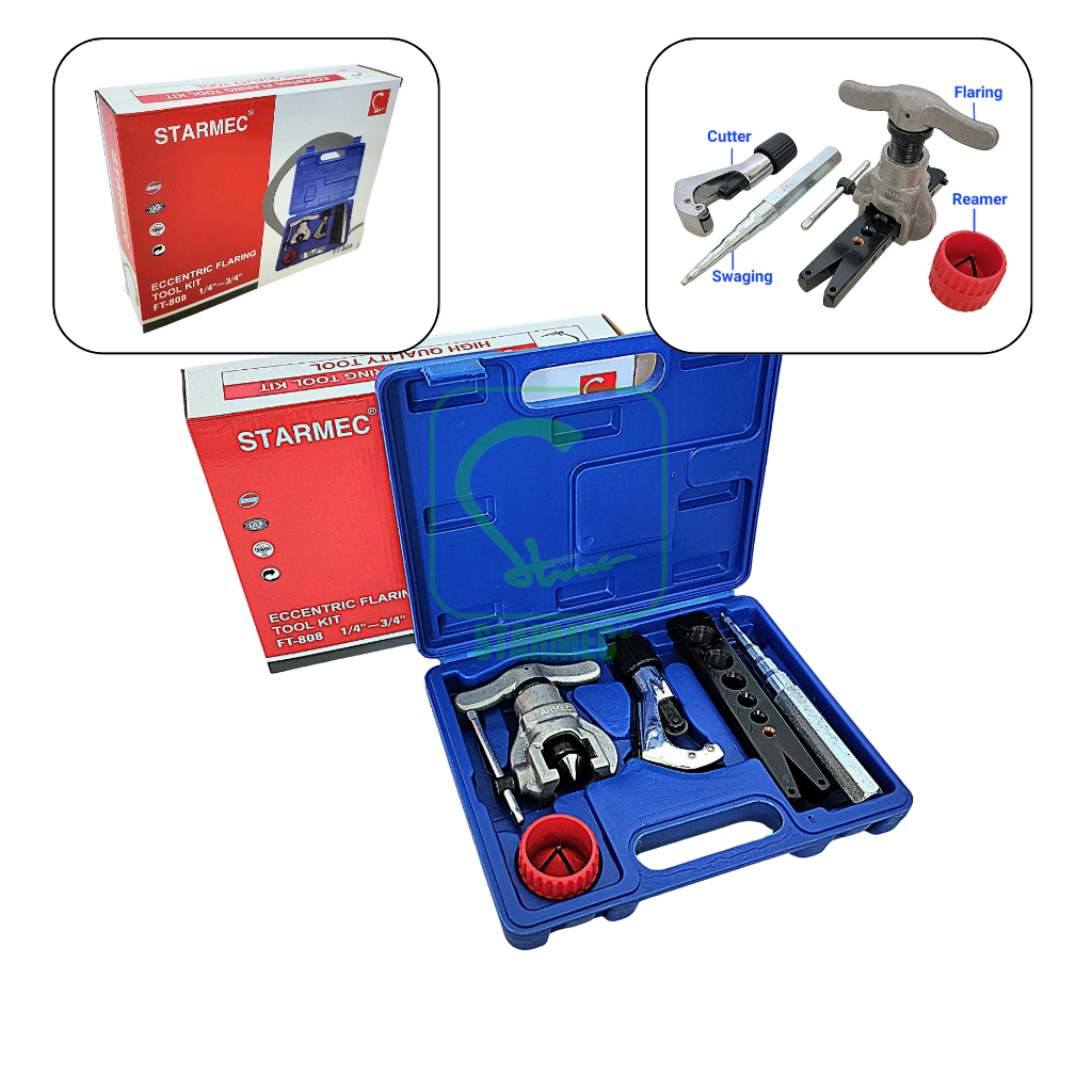 Flaring Tool Pipa AC KIT 808 + Reamer Cutter Swaging Punch STARMEC