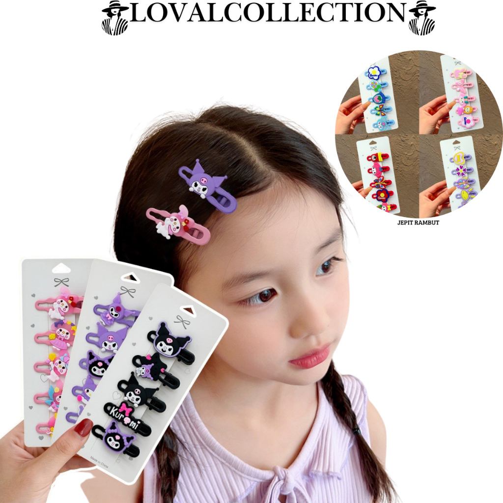 LC JEPIT RAMBUT H906 ANAK SET ISI 5 MOTIF KARAKTER KARTUN AKSESORIS RAMBUT ANIMAL ANAK LUCU