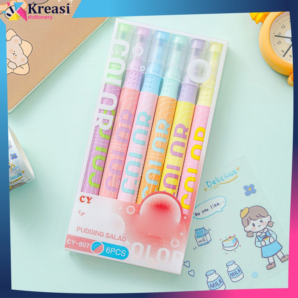

EC Penanda Teks Highlighter Pastel 2 Sisi Alat Tulis Sekolah / Spidol Set Isi 6pcs 12 Warna Serbaguna/ Pen Marker dengan Ujung 2 Tip Kreasi Stationery A114