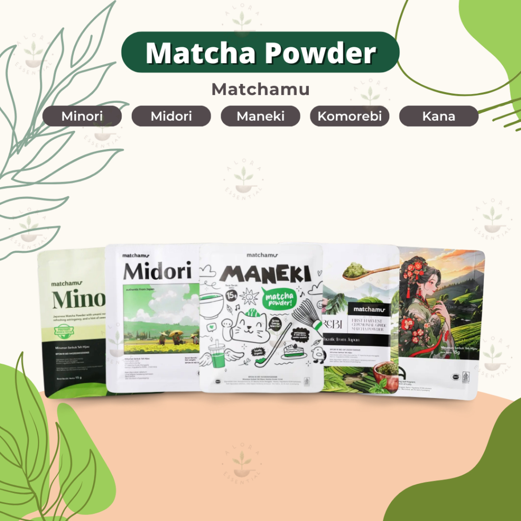 

Matchamu Matcha Series 15gr Premium Varian Baru - Matcha Minori - Matcha Midori - Matcha Maneki - Matcha Kana - Matcha Komorebi