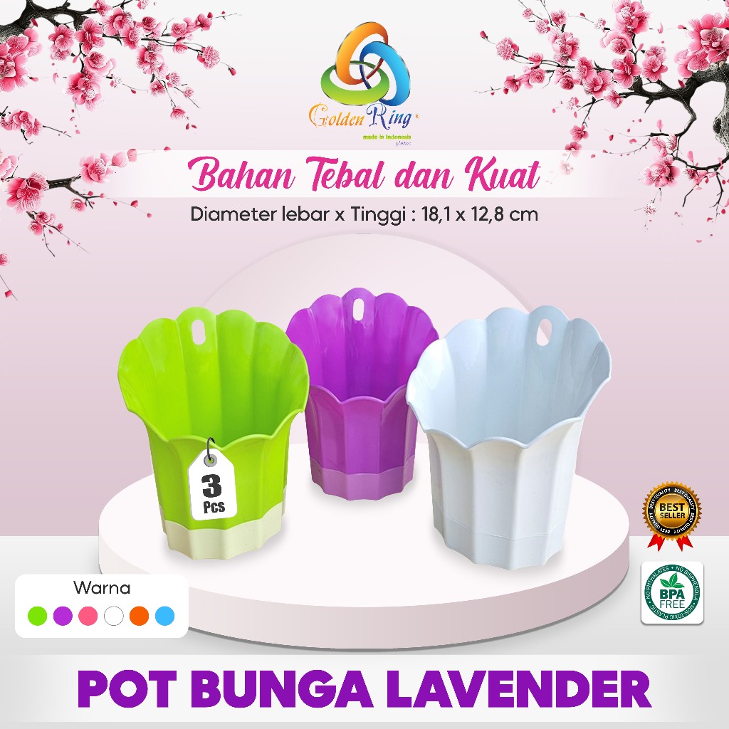 POT BUNGA LAVENDER SMALL / Pot Bunga Tempel / Pot Bunga Plastik
