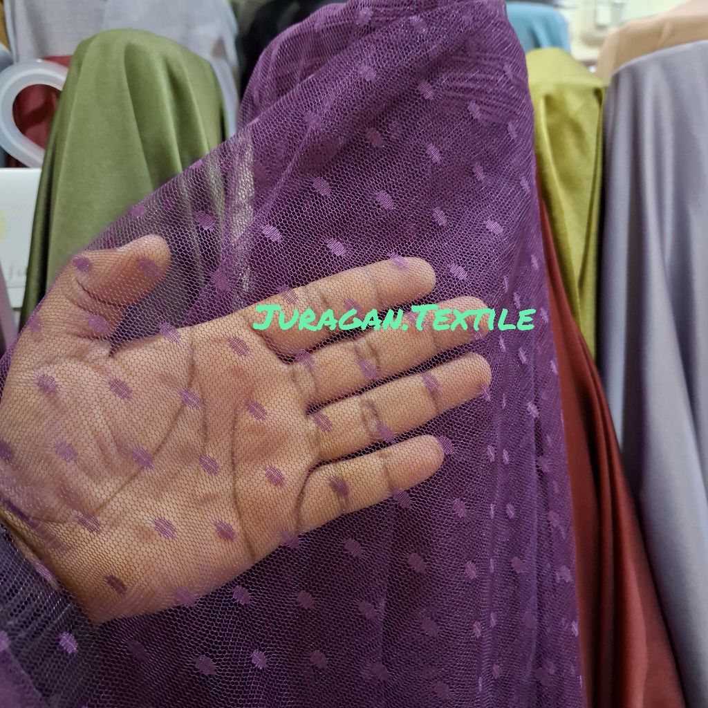 Kain Tile Dot/Tile Polkadot/Soft Tulle/Tile Dot Elegan Premium/Harga Persetengah Meter