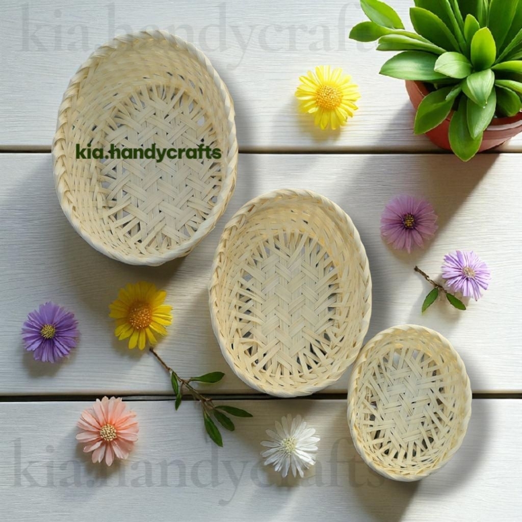 ANYAMAN BENTUK OVAL UNTUK WADAH MAKANAN BUAH SAYUR SNACK CHIKI