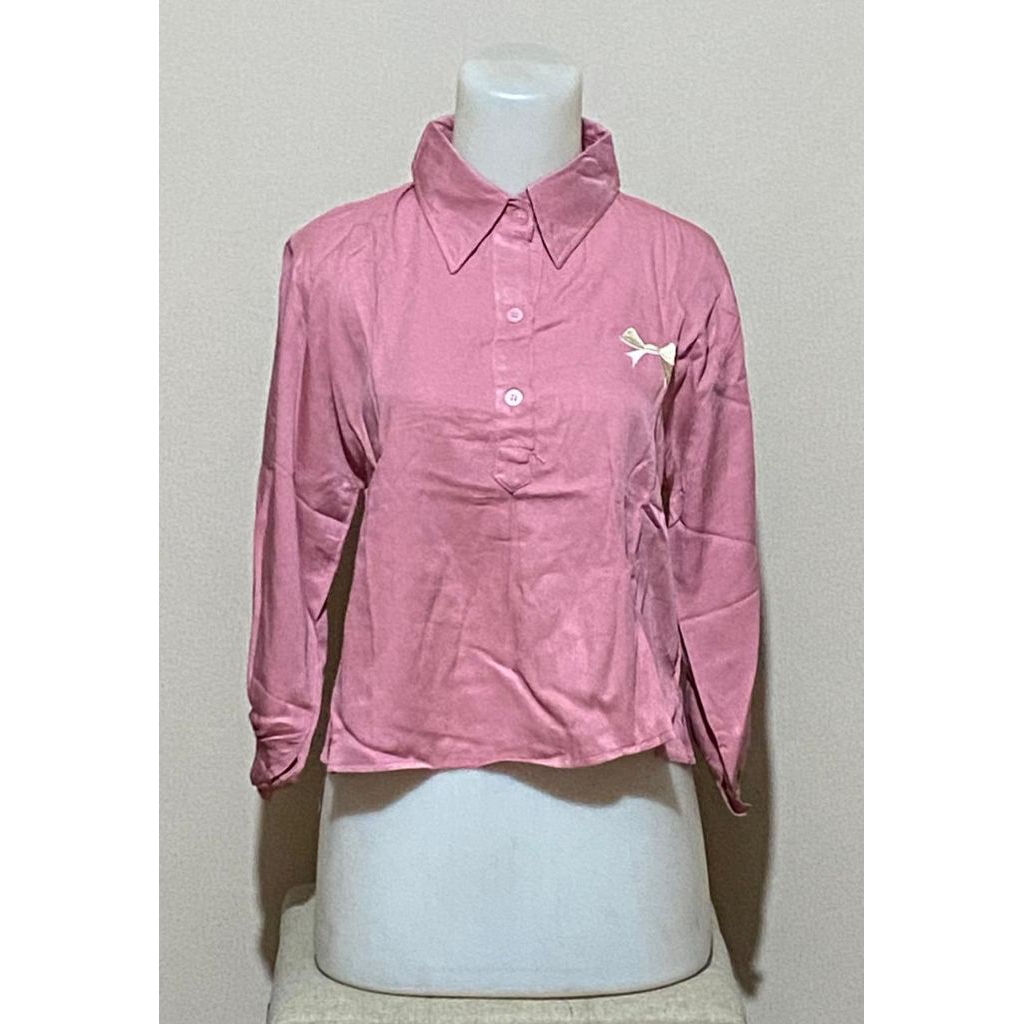 Blus tanggung-dewasa wanita / kemeja crop twill kekinian