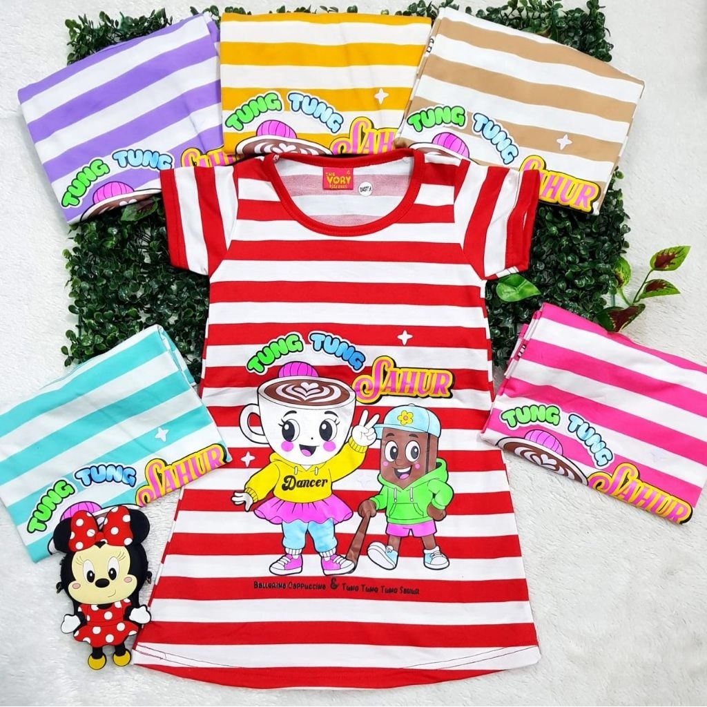 Daster anak perempuan viral Balerina Capuccino Tung-tung sahur/Dress Anak perempuan usia 2-6th(Vr 06