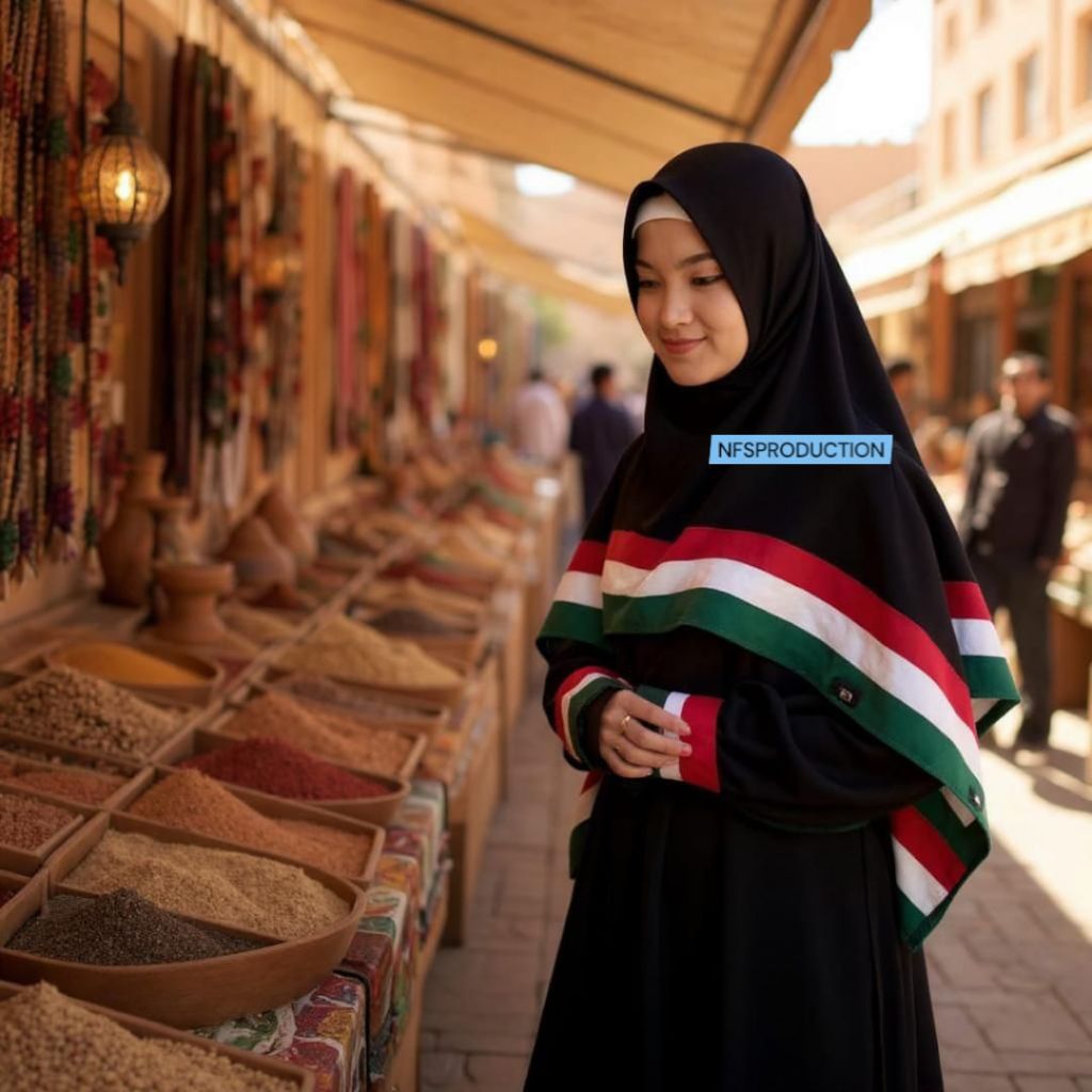 COD COD PROMO GAMIS PALESTINA SET HIJAB+CADAR+HANDSOK
