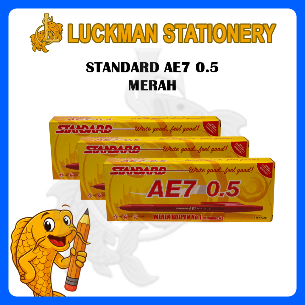 

LUCKMAN STATIONERY - BALLPOINT/PULPEN STANDARD AE7 0.5 WARNA MERAH