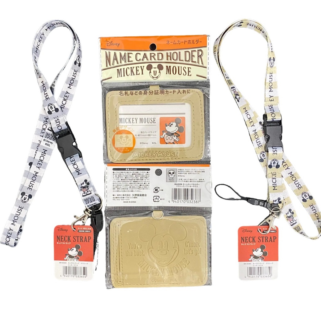

Ori Disney Jepang Mickey Mouse Name Tag Card Holder Lanyard Gantungan ID Case Neck Strap Tali Leher